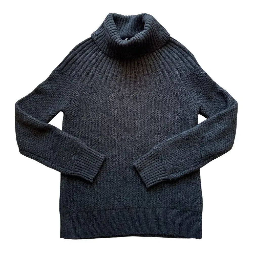 NWT J.Crew XS Black Mixed StitchCowl Neck Sweater Preppy Classic